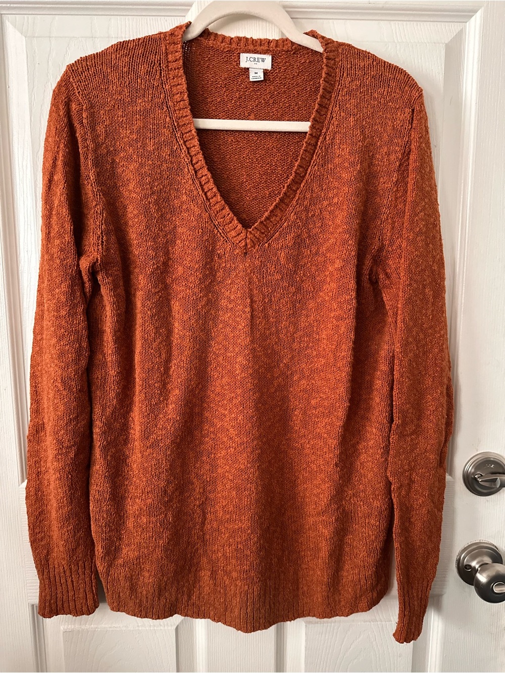 J. Crew Women's V-Neck Sweater in Rust Orange
